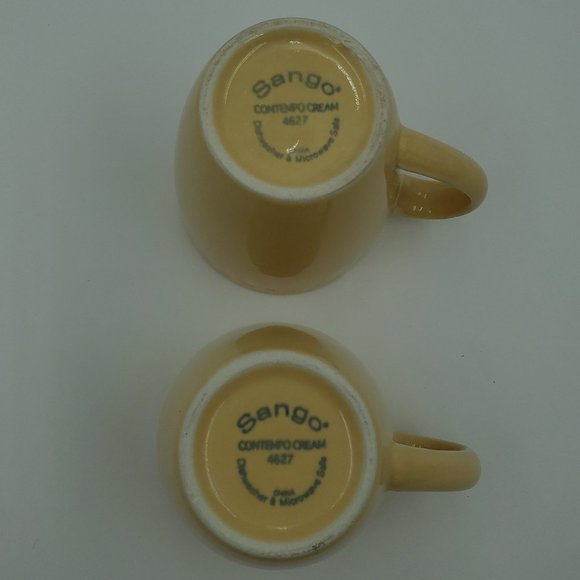 Sango Contempo Cream Mugs 4627 Yellowish Beige Embossed Cups - Picture 6 of 7